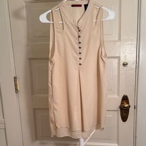 BKE Red Sleeveless Cream Blouse